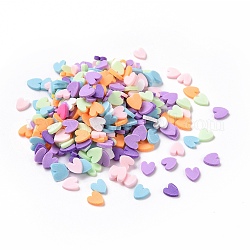 Cabujones de arcilla polimérica hechos a mano, corazón, color mezclado, 5x4.5x0.8mm, aproximamente 76923 unidades / 1000 g