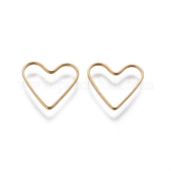 Brass Linking Rings, Valentine's Day Jewelry Accessory, Heart, Plated in Golden, about 13.5mm wide, 12mm long, 1mm thick