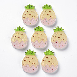 Cellulose Acetate(Resin) Cabochons, with Glitter Powder, Pineapple, Champagne Yellow, 28x19.5x4mm