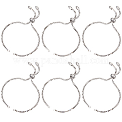 Sunnyclue 8 Stück verstellbare 304 Edelstahl-Schiebearmbänder zur Herstellung, Bolo-Armbänder, passend für Verbindungsanhänger, Edelstahl Farbe, Einzelkettenlänge: ca. 11 cm