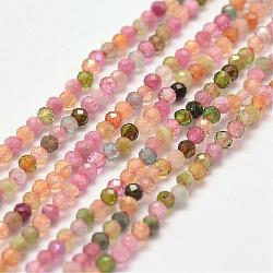 Chapelets de perles en tourmaline naturelle, facette, ronde, 2mm, Trou: 1mm, Environ 190 pcs/chapelet, 15 pouce