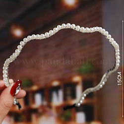 Gewellte Perlenhaarbänder, Brauthaarbänder Party Hochzeit Haarschmuck für Frauen Mädchen, Platin Farbe, 150 mm