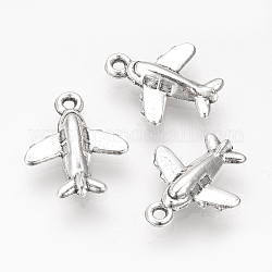 Tibetan Style Alloy Charms, Airplane, Cadmium Free & Lead Free, Antique Silver, 15.5x13.5x3.5mm, Hole: 1.5mm, about 1540pcs/1000g