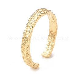Chapado en iones (ip) 304 anillo de puño abierto texturizado de acero inoxidable para mujer, real 14k chapado en oro, diámetro interior: 17 mm