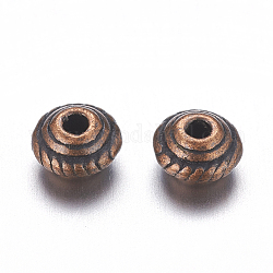 Tibetan Style Alloy Spacer Beads, Cadmium Free & Lead Free, Bicone, Red Copper, 5x3mm, Hole: 1mm, about 5000pcs/1000g