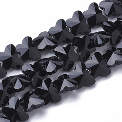 Perles en verre transparentes, facette, papillon, noir, 12x14.5x7.5mm, Trou: 1mm