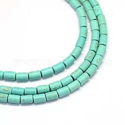 Chapelets de perles en turquoise synthétique, teinte, colonne, turquoise, 6.5x4~4.5mm, Trou: 1mm, Environ 63 pcs/chapelet, 15.9 pouce