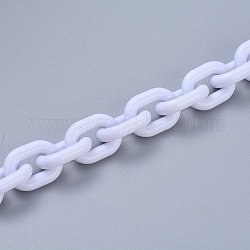 Acrylic Handmade Cable Chains, Oval, White, 19x14x4mm, about 39.37 inch(1m)/strand