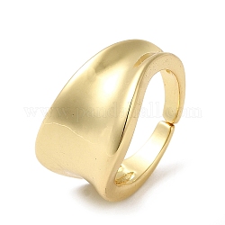 Rack Plating Brass Twist Open Cuff Rings, Cadmium Free & Lead Free, Real 18K Gold Plated, US Size 6 1/2(16.9mm)