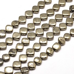 Natural Pyrite Rhombus Beads Strands, 8x8x4mm, Hole: 1mm, about 43pcs/strand, 15.7inch