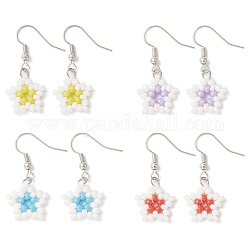Boucles d'oreilles pendantes étoile en perles de verre, Boucles d'oreilles en laiton, couleur mixte, 35x15mm