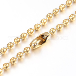 304 creazione di collane a catena con sfere in acciaio inossidabile, tondo, oro, 29.5 pollice (75 cm), 2mm