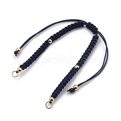 Nylon tressé fabrication de bracelets, avec 304 anneaux ouverts en acier inoxydable et perles rondes en laiton, or, bleu de Prusse, longueur de chaîne unique: environ 6-1/8 pouce (15.4 cm)