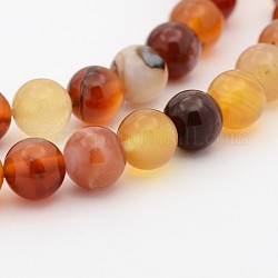 Natural Red Agate Dyed Round Bead Strands, 8mm, Hole: 1mm, about 49pcs/strand, 15.7 inch