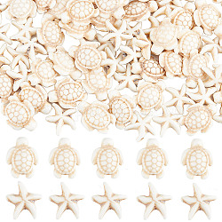 Sunnyclue 200 pieza de perlas sintéticas teñidas de turquesa y magnesita, tortuga y estrella de mar, 15.5~18x13.5~14x5.5~8mm, agujero: 1 mm