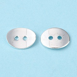 2-Hole Oval Brass Button Clasps, Silver Color Plated, about 10mm wide, 14mm long, 1mm thick, hole: 1mm