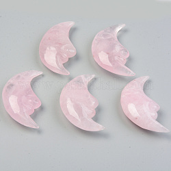 Perles de quartz rose naturel, pas de trous / non percés, lune, 57~62x28~31.5x12.5~13.5mm