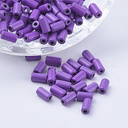 Pulvériser des billes en alliage peint, Tube, support violet, 6x3mm, Trou: 1.2mm