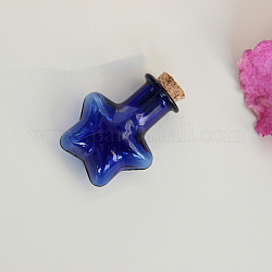 Mini-Perlenbehälter aus Borosilikatglas mit hohem Borosilikatgehalt, Ich wünsche eine Flasche, mit Korken, Stern, Blau, 2.35x2.05 cm