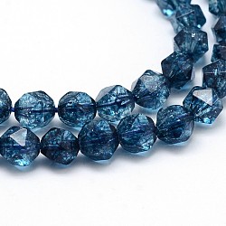 Natural Quartz Crystal Beads Strands, Star Cut Round Beads, Faceted, Dyed & Heated, 10mm, Hole: 1mm, about 38pcs/strand, 15.3 inch