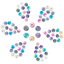 300 pièces 6 couleurs brins de perles de minerai naturel sunnyclue, perles heishi, teinte, disque / plat rond, couleur mixte, 6x2.5mm, Trou: 0.8mm