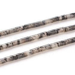 Brins de perles de larvikite noires naturelles, colonne, 4~5x2.2mm, Trou: 0.8mm, Environ 85~99 pcs/chapelet, 15.75 pouce (40 cm)