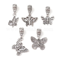 Decorazione pendente in lega, con accessori in acciaio inossidabile, farfalla, argento antico, 23~33mm