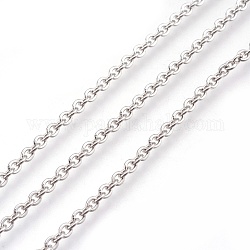 304 Stainless Steel Cable Chains, Soldered, with Spool, Flat Oval, Stainless Steel Color, 3x2x0.6mm, about 164.04 Feet/roll(50m/roll)