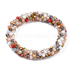 Bracelet extensible au crochet en perles de verre, bracelet népal de mode pour les femmes, colorées, diamètre intérieur: 1-7/8 pouce (4.7 cm)