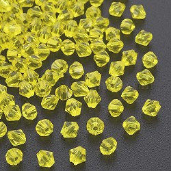 Perles en acrylique transparente, facette, Toupie, jaune, 5x4.5mm, Trou: 1.2mm, environ 12160 pcs/500 g