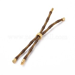 Bracelets argentés en corde de nylon, pour la fabrication de bracelets à breloques connecteurs, avec placage de crémaillère en laiton doré, Plaqué longue durée, sans cadmium et sans plomb, selle marron, 8-5/8~9 pouce (22~22.8 cm), 0.3 cm, Trou: 2.6mm