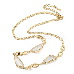 Colliers plastrons en perles de verre à facettes en forme de larme, colliers chaîne en laiton, or, 15.94 pouce (40.5 cm)