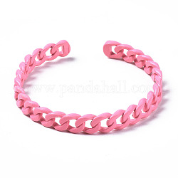 Латунные браслеты-манжеты, окрашенные распылением, Снаряженная цепь, ярко-розовый, внутренний диаметр: 1-7/8 дюйм (4.9 см), 7.5 мм