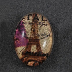 Verbrauchtes Eiffelturm Kuppel oval Glas flache Rückseite Cabochons, Schokolade, Größe: ca. 18 mm lang, 13 mm breit, 6 mm dick