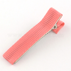 Accessori per capelli ferro coccodrillo capelli clip, con grosgrain, salmone, 49~49.5x10~11mm