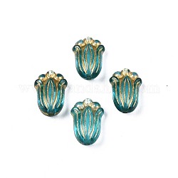 Perline acrilico placcato, metallo allacciati, fiore, turchese scuro, 12x8x5.5mm, Foro: 1.2 mm, circa 1900pcs/500g