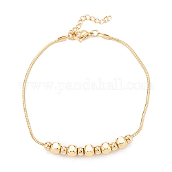 Placage sous vide 304 bracelets de perles en acier inoxydable, ronde, facette, or, 7-1/8 pouce (18 cm)