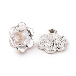 Tibetan Style Alloy Caps, Silver Color Plated, Cadmium Free & Lead Free & Nickel Free, 10x6mm, Hole: 1mm