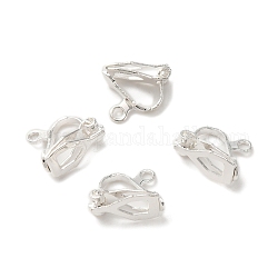 Brass Clip-on Earring Findings, with Loops, Lead Free & Cadmium Free, 925 Sterling Silver Plated, 12x5.5x9mm, Hole: 1.6mm