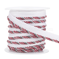 Benecreat 10 ярдов витой шнурок для губ, 3/8-дюймовый темно-красный и белый полиэфирный шнур для отделки кромок с диагональной полосой для одежды, подушек, ламп