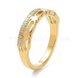 Ионное покрытие (ip) 304 кольцо на палец из нержавеющей стали, с кристально горный хрусталь, золотые, размер США 6~9 (16.5~18.9 мм)