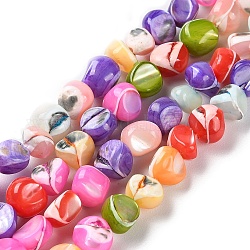 Brins de perles teintes en coquille de troca naturelle, pépites, colorées, 7.5~8x6~8x6.8mm, Trou: 1mm, Environ 56 pcs/chapelet, 15.91'' (40.4 cm)