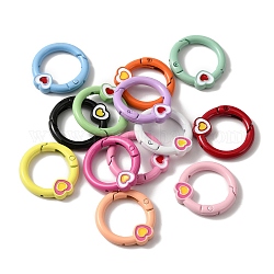 Пружинные кольца из сплава, окрашенные распылением, кольцо с сердцем, разноцветные, 28.5x26.5x4 мм