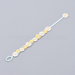 Bracelets de cordon de polyester, une marguerite, jaune, 7-5/8 pouce (19.5 cm)