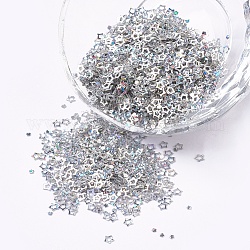Ornement accessoires plastique paillette / paillettes perles, étoiles du nord, couleur d'argent, 3.5x3.5x0.1mm, environ 450000 pcs / livre