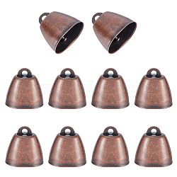 NBEADS 10 Pcs Farm Animal Bell, Red Copper Bell Charms Grazing Iron Bell Cowbell Metal Pet Bells for for Cattle Cow Horse Sheep Animal Collar