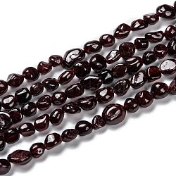 Chapelets de perles de grenat naturel, pépites, pierre roulée, 5~8.5x5.5~7x3.5~4mm, Trou: 0.7mm, Environ 64 pcs/chapelet, 16.34'' (41.5 cm)