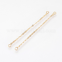 Brass Chain Links connectors, Nickel Free, Real 18K Gold Plated, 75x3x1mm, Hole: 1.5mm