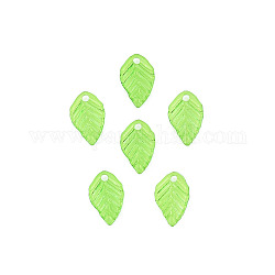 Прозрачные акриловые брелоки, лист, зеленый лайм, 13.5x8.5x2 мм, отверстие : 1.6 мм