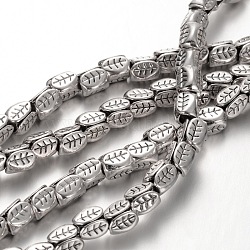 Blatt-Legierung Perlen tibetischem Stil Stränge, Bleifrei und Nickel frei und Cadmiumfrei, 7x5.5 mm, Bohrung: 3 mm, ca. 34 Stk. / Strang